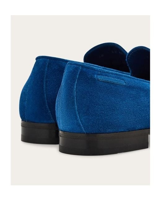 Ferragamo Blue Tassel Loafer Shoes for men
