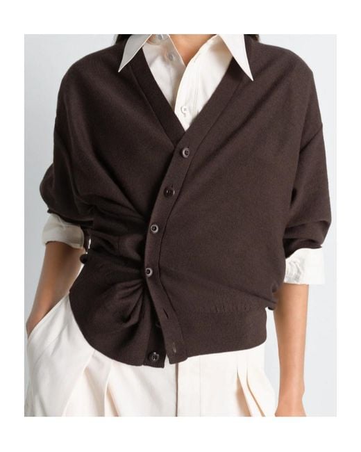 Lemaire Brown V-Neck Cardigan for men