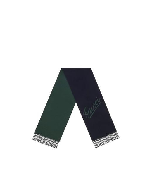 Gucci Blue Fringe Detailed Scarf for men