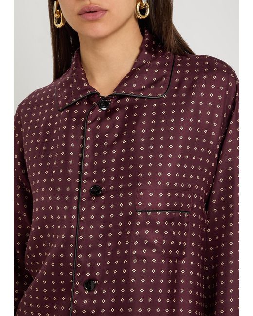 Saint Laurent Purple Patterned Silk Shirt