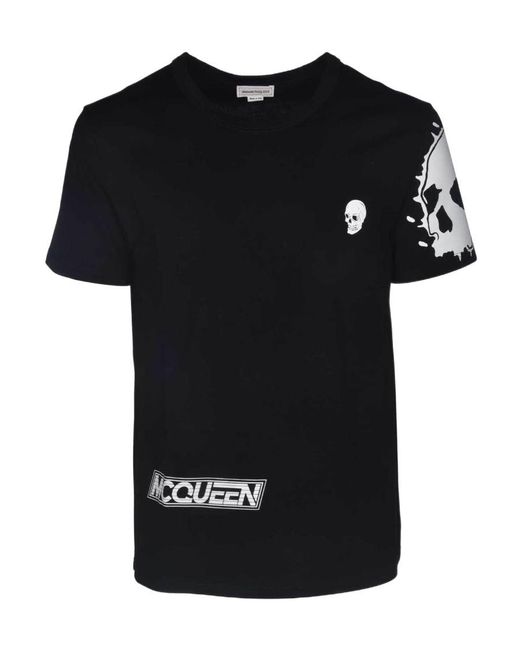McQueen Black T-Shirt With Round Neck And Short Sleeves for men