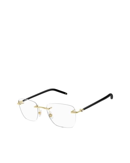 Montblanc Metallic Eyewear Rimless Rectangular Glasses And Frames for men