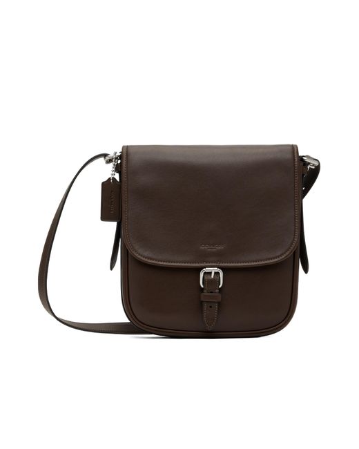 COACH Brown Hitch Flap Crossbody Bag for men