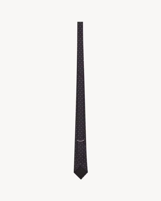 Saint Laurent White Silk Jacquard Tie for men