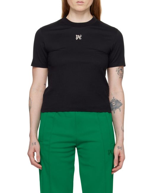 Palm Angels Black With Monogram T-Shirt
