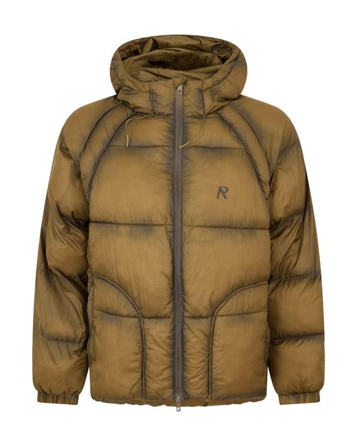 Represent Green Solid Color Down Jacket for men