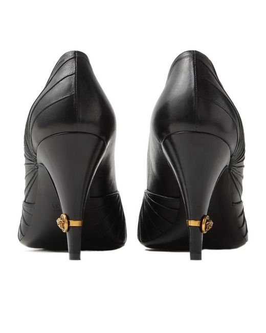 Versace Black Gianni Pleated Heeled Pumps