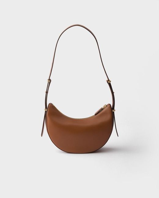 Prada Brown Arqué Small Leather Shoulder Bag