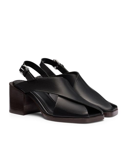 Lemaire Black Cross Sandals 80
