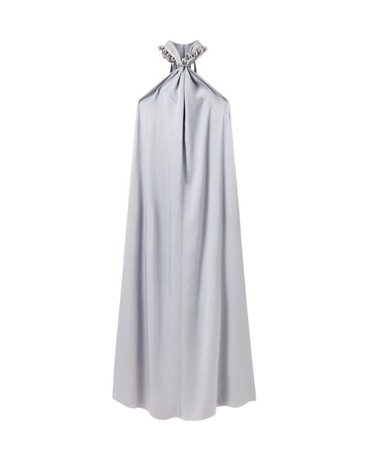 Stella McCartney Gray Ball-Chain Halterneck Satin Maxi Dress
