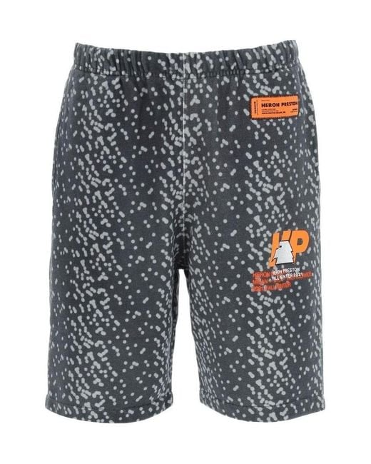 Heron Preston Gray Logo Patch Shorts for men