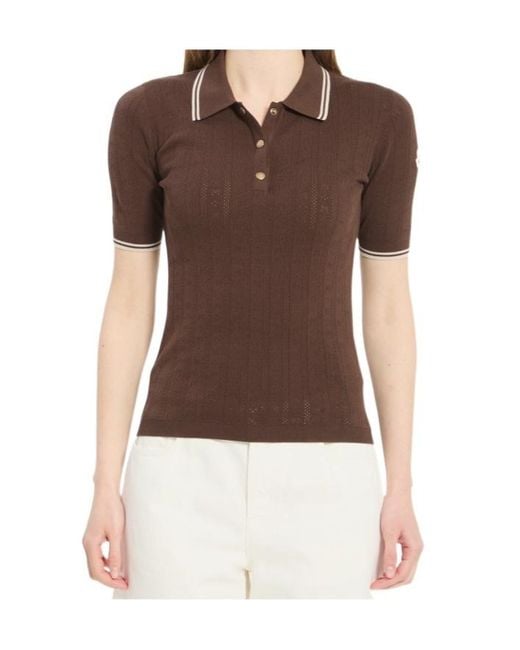Moncler Brown Knitted Polo Shirt