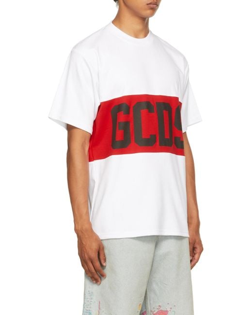 Gcds White Logo-Print T-Shirt for men