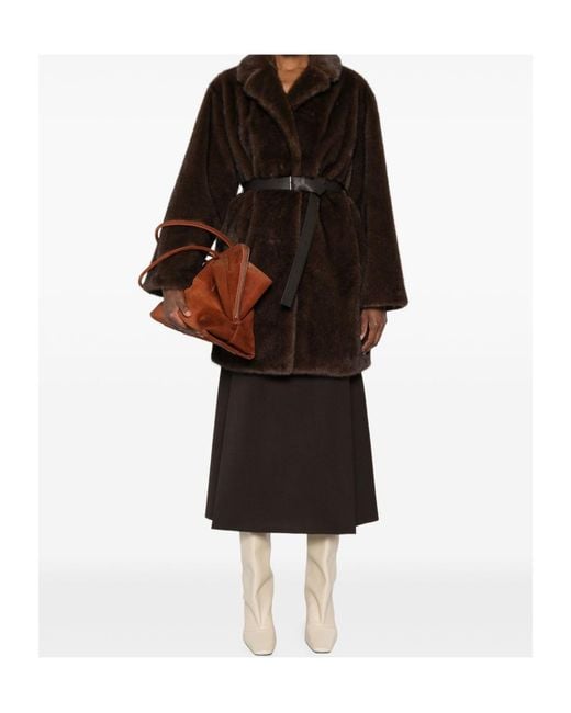 P.A.R.O.S.H. Brown Belted Lapel Coat