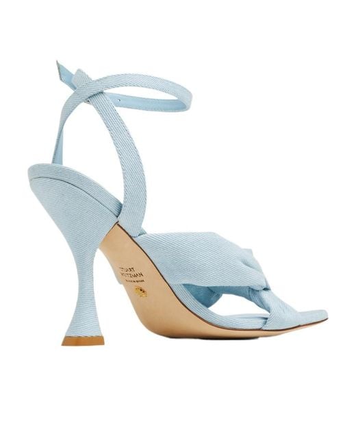 Stuart Weitzman White Logo High-Heeled Sandals