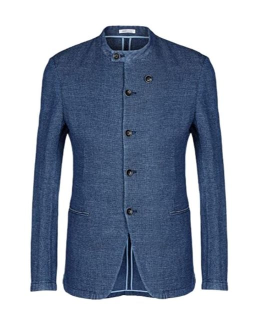 Armani Collezioni Blue Button Long-Sleeved Jacket for men