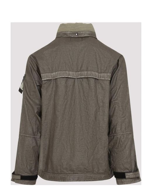 Stone Island Brown Logo Patch Zip-Up Jacket for men