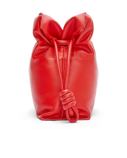 Loewe Red Flamenco Padded Drawstring Shoulder Bag