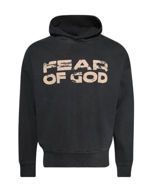 Fear Of God Black Logo Printed Hoodie for men