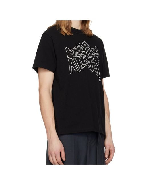 Sacai Black Short-Sleeved Crewneck T-Shirt for men