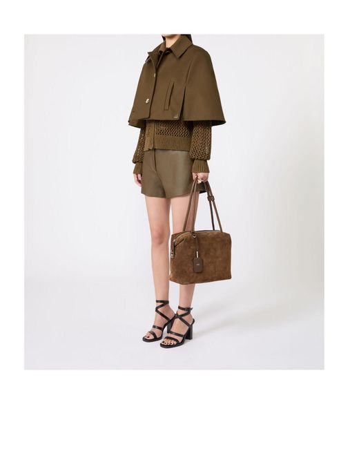 Max Mara Brown Zip-Fastening Suede Tote Bag