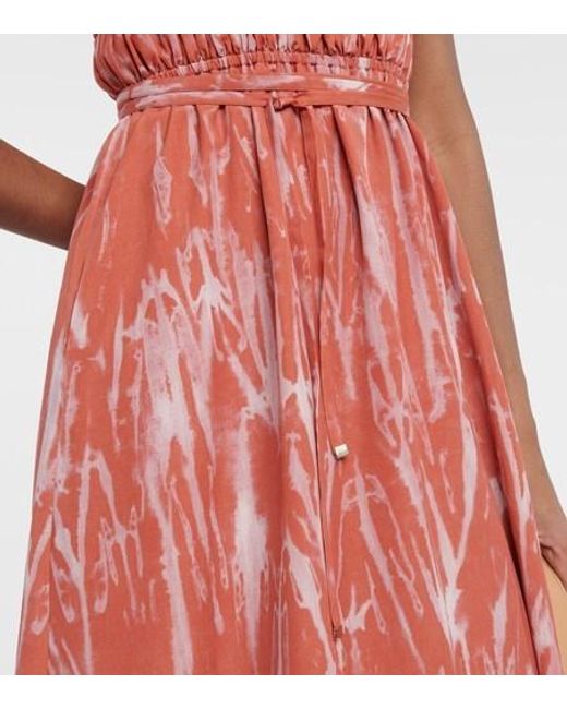 Altuzarra Red Fiona Ruched Midi Dress