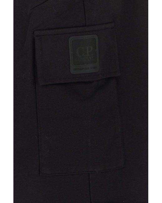 C P Company Black Metropolis Stretch Cargo Shorts for men