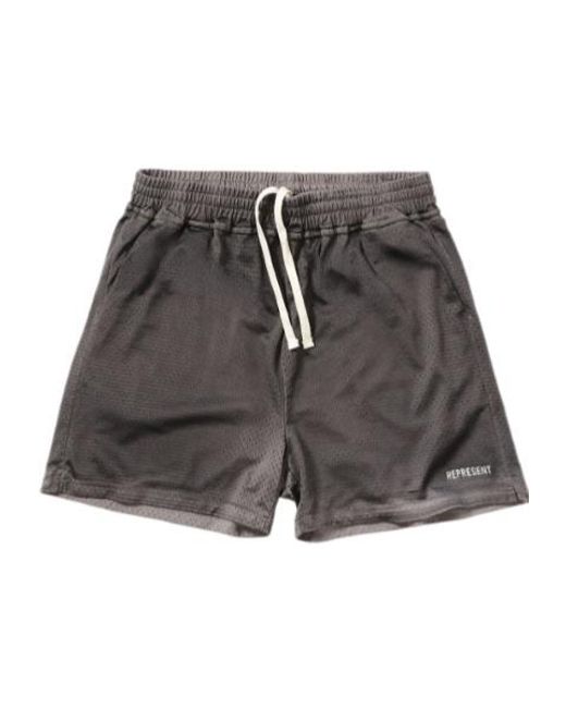 Represent Gray Washed Mesh Shorts for men