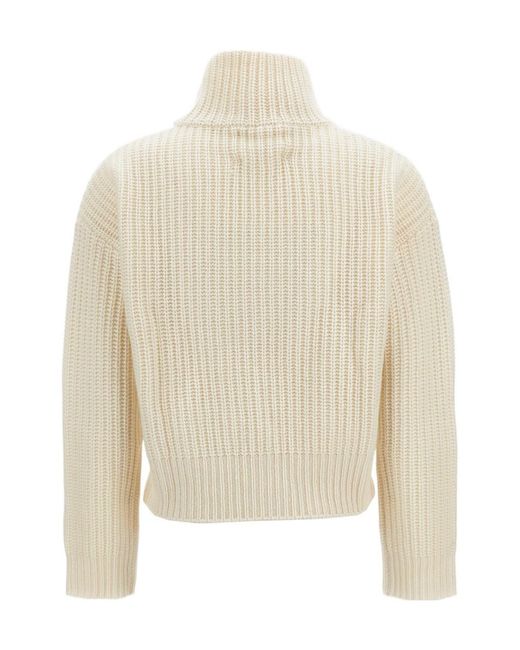 Lisa Yang White Turtleneck Long-Sleeves Sweater