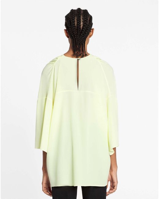 Lanvin Yellow Draped Silk Blouse