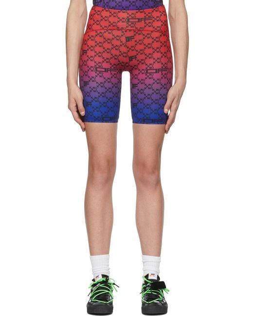 Off-White c/o Virgil Abloh Red Monogram-Print Cycling Shorts