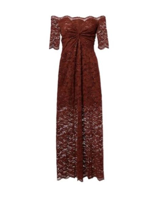 Rabanne Purple Off-Shoulder Lace Maxi Dress