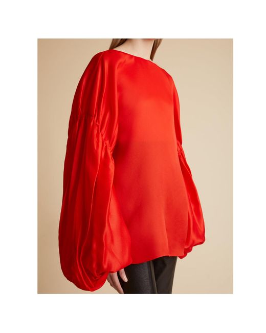 Khaite Red The Quico Puff-Sleeved Blouse