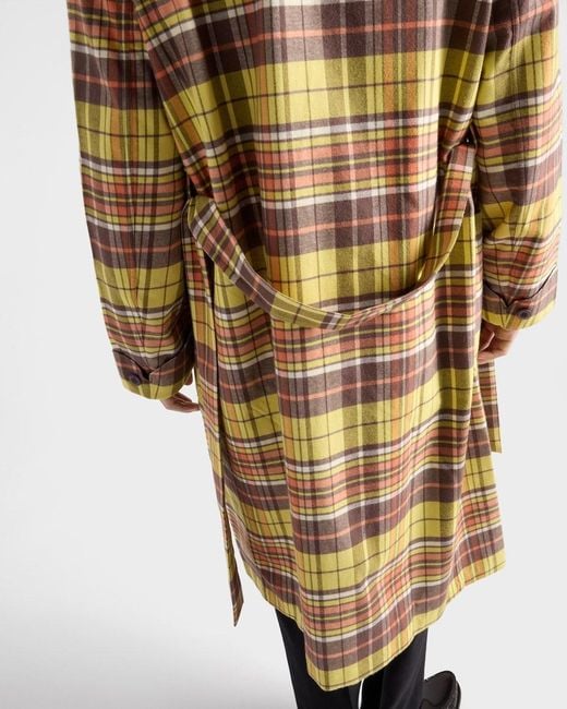 Prada Metallic Checked Belted Coat for men