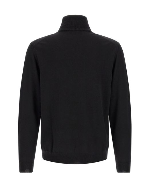 Zanone Black Ribbed Turtleneck Sweater for men