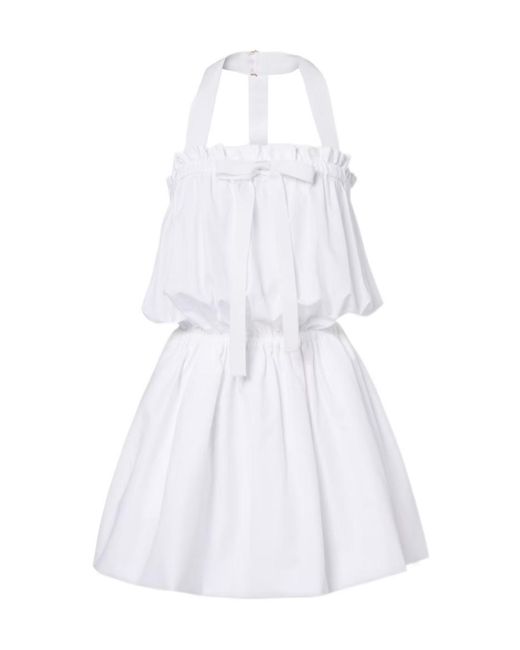 Patou White Halterneck Cotton Minidress