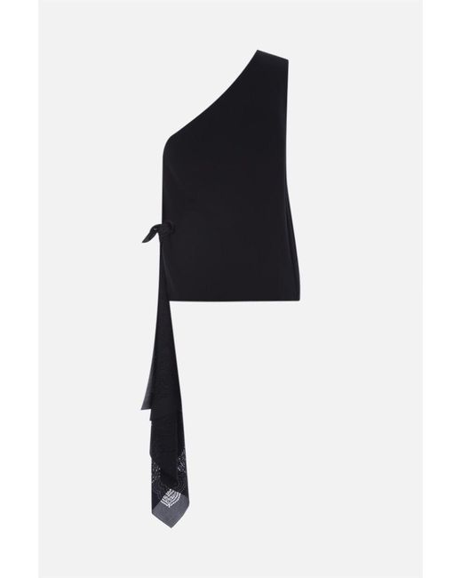 Givenchy Black One-Shoulder Laser-Cut Top