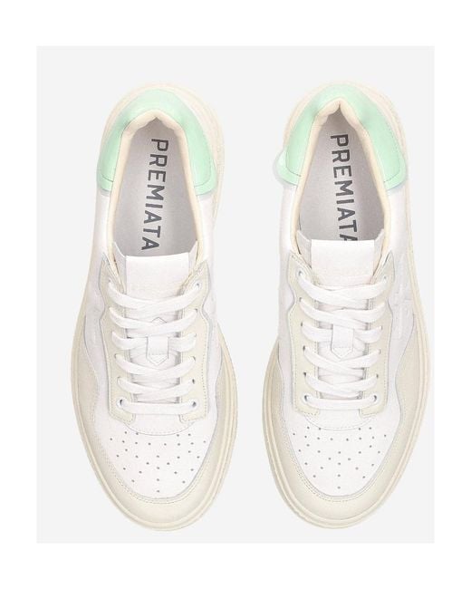 Premiata White Logo Sports Shoes