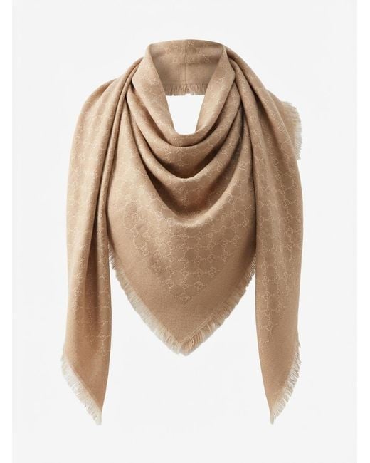 Gucci Natural Gg Printed Shawl