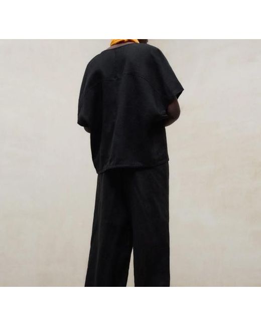 Ecoalf Black Dora V-Neck Drawstring-Hem Shirt