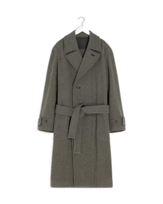 Lemaire Gray Straight Hem Belted Coat for men