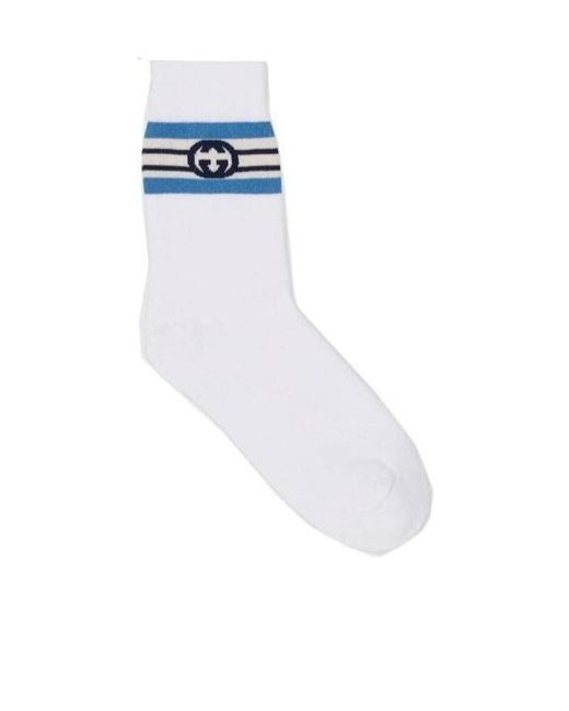 Gucci White Interlocking G Cotton Socks for men