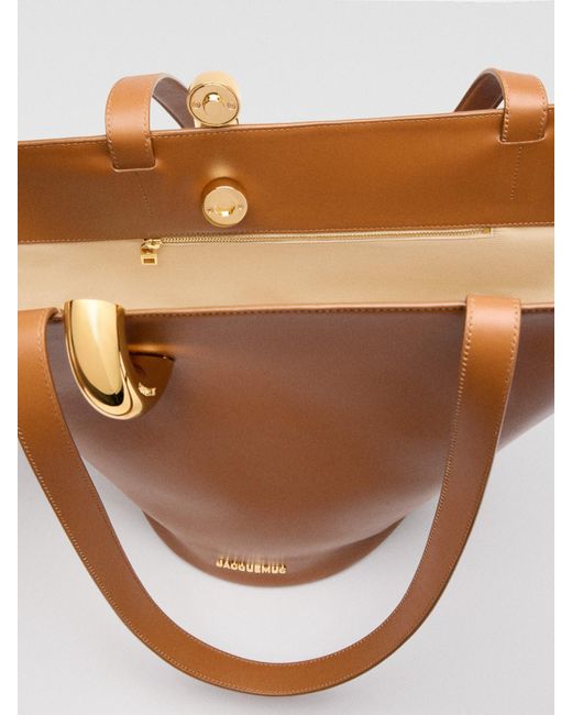 Jacquemus Brown The Medium Bambola Medium Asymmetric Bucket Bag