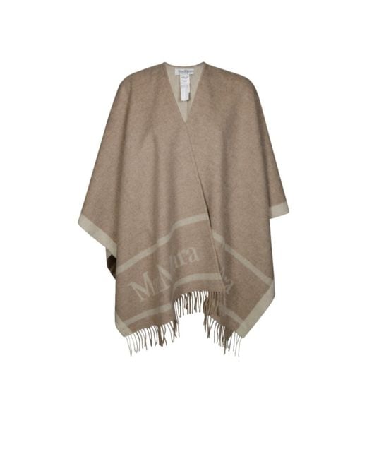 Max Mara Natural Fringed Shawl