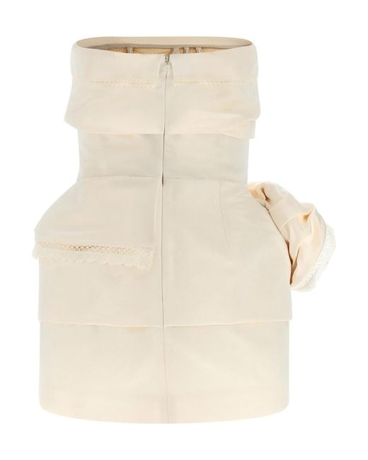 Magda Butrym Natural Re26 Draped Off-Shoulder Mini Dress