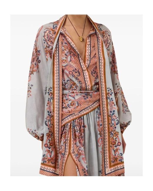 Zimmermann Multicolor Aster Tie Neck Blouse