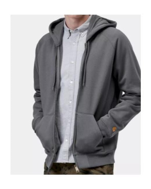 Carhartt Gray Hooded Chase Zip-Up Hoodie for men