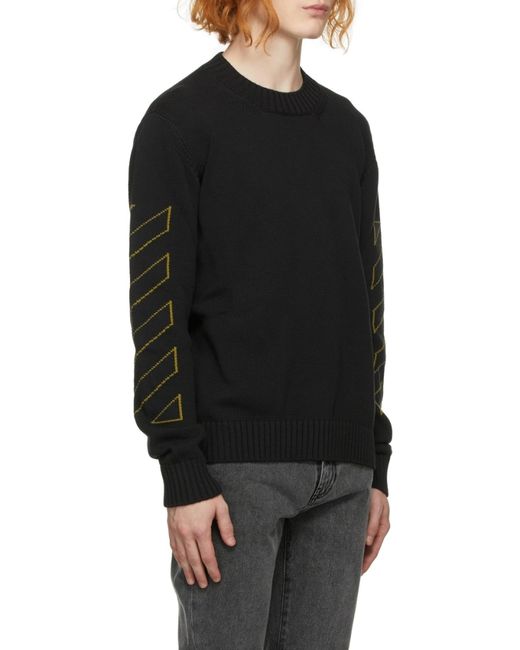 Off-White c/o Virgil Abloh Blue Ribbed-Hem Crewneck Sweater for men