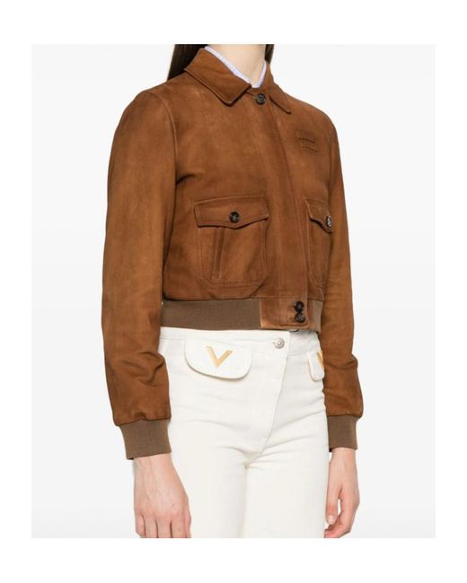 Miu Miu Brown Patch Pocket Copped Jacket