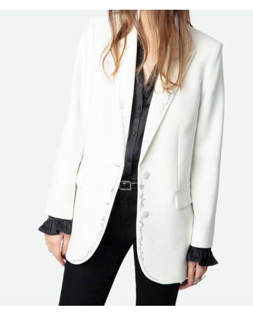 Zadig & Voltaire White Viva Strass Blazer